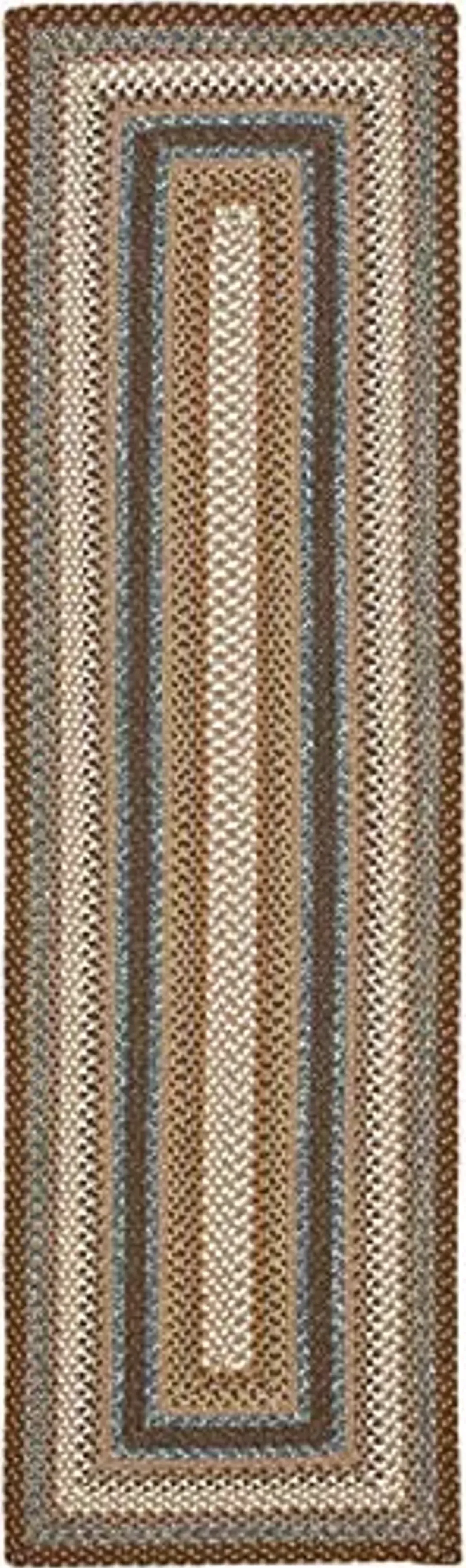 SAFAVIEH Washable Rug Outdoor Braided Collection - 2'3" x 12' Runner, Brown & Multi, Handmade, Indoor & Outdoor & Washable, Ideal for Patio, Backyard, Mudroom, (BRD313A)