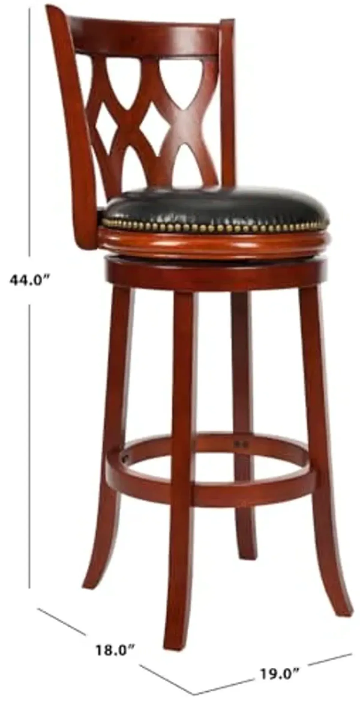 Safavieh Home Collection Lancaster Light Cherry and Black Leather Swivel 29-inch Bar Stool