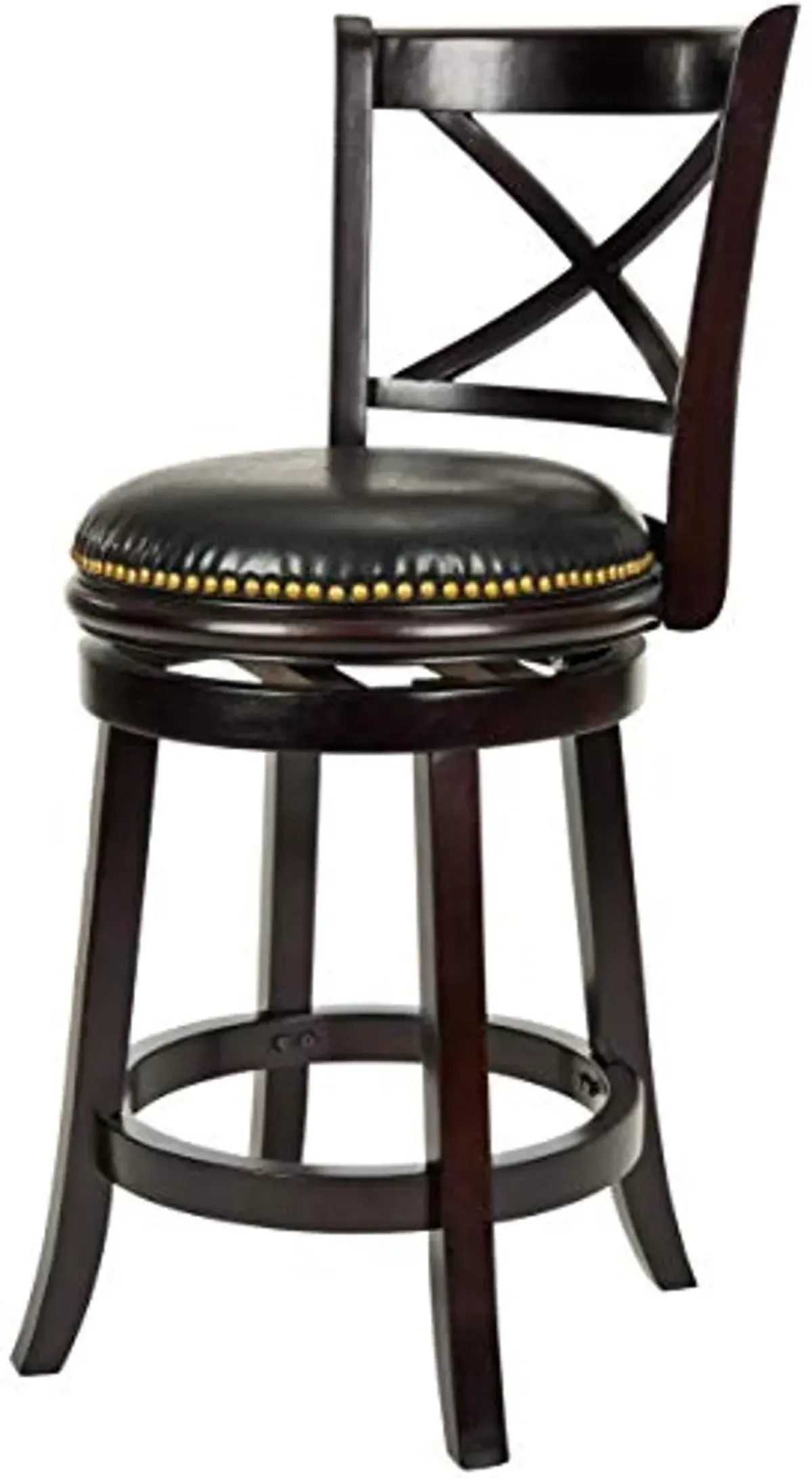 Safavieh Home Collection Caitlin Cappiccino and Black Leather Nail Head Trim Bar Stool