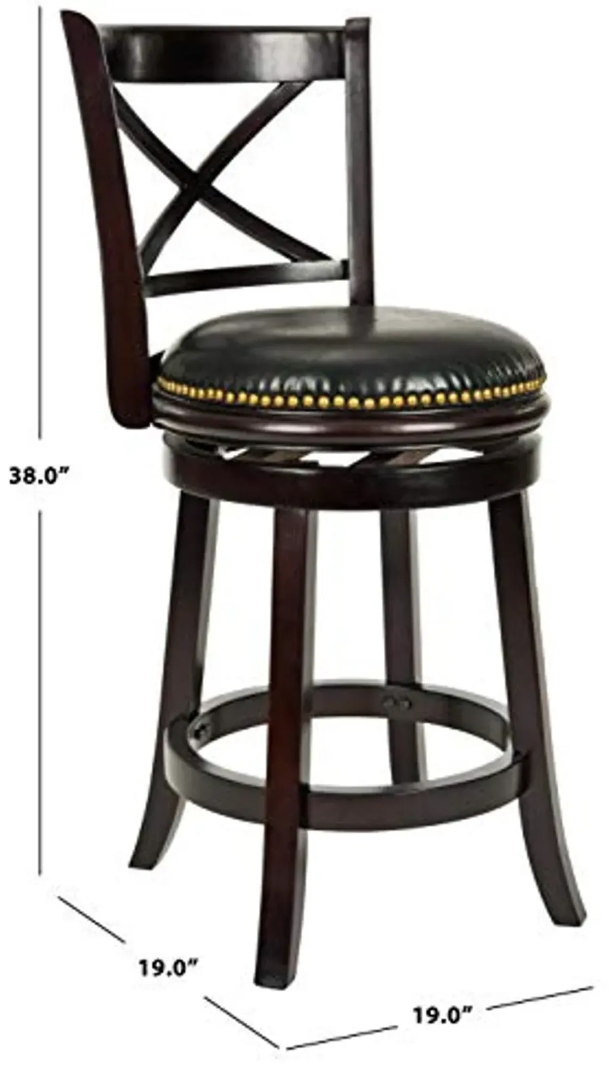 Safavieh Home Collection Caitlin Cappiccino and Black Leather Nail Head Trim Bar Stool