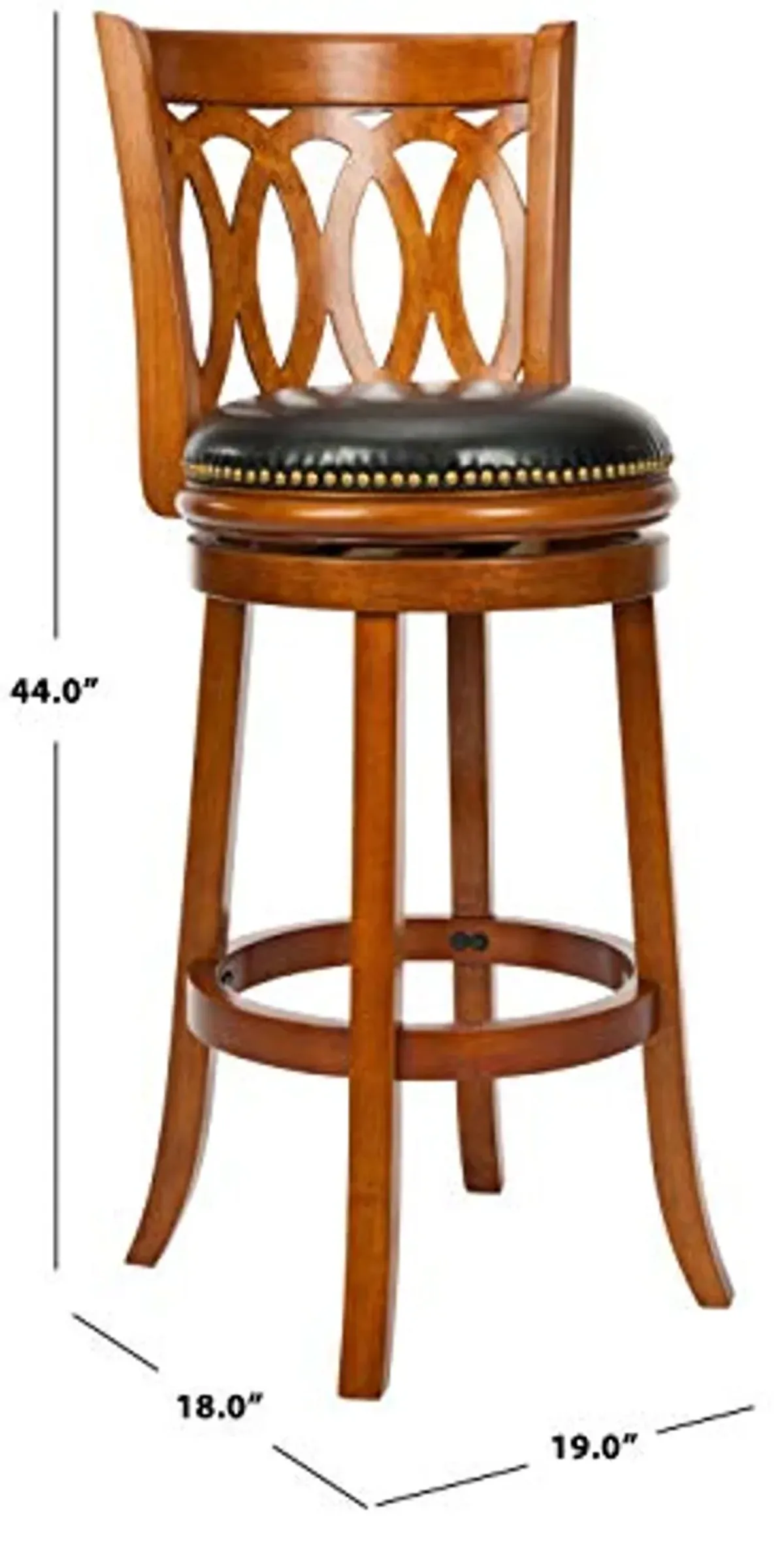 Safavieh Home Collection Baldwin Dark Oak and Black Leather Swivel 29-inch Bar Stool