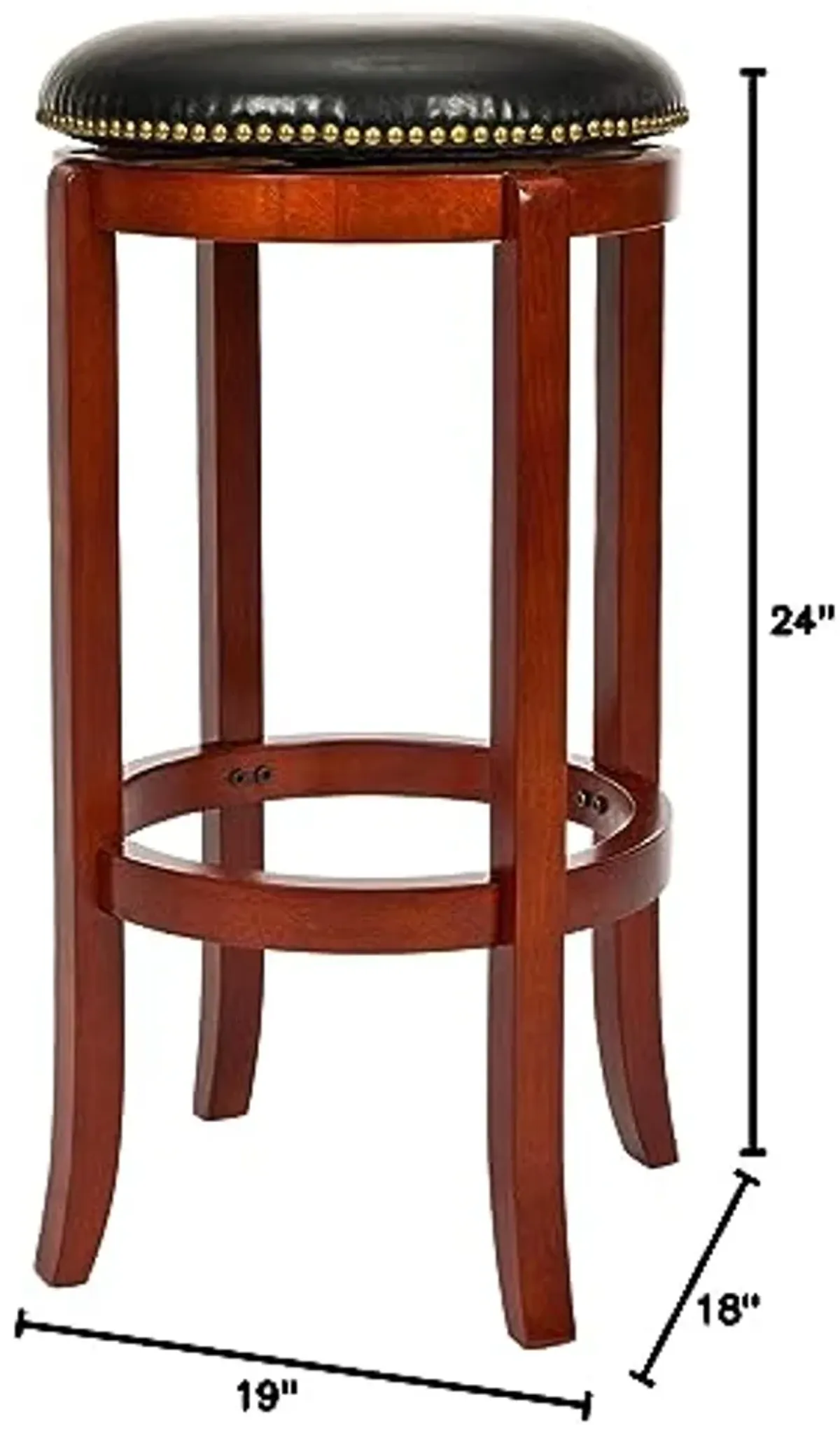 Safavieh Home Collection Thomas Light Cherry and Black Leather Nail Head Trim Backless Bar Stool