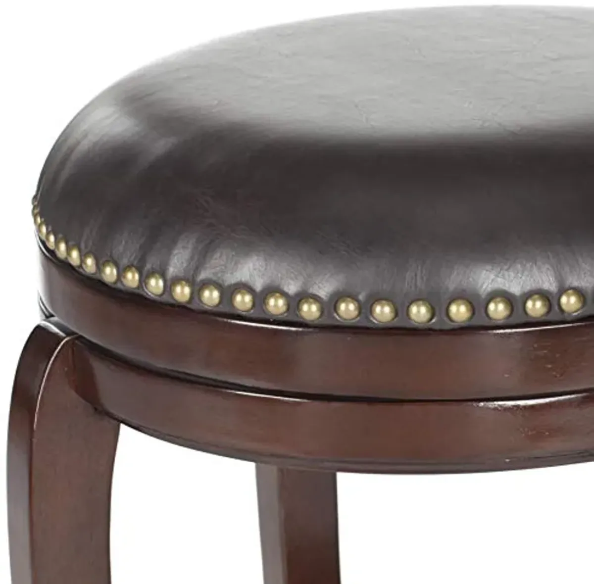 Safavieh Home Collection Thomas Light Cherry and Black Leather Nail Head Trim Backless Bar Stool