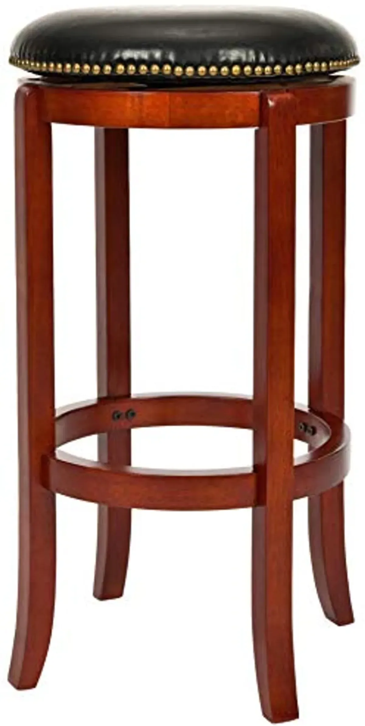 Safavieh Home Collection Thomas Light Cherry and Black Leather Nail Head Trim Backless Bar Stool