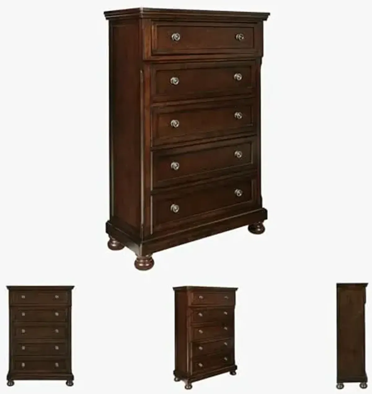 Signature Design by Ashley Porter Traditional 5 Drawer Chest of Drawers, Dark Brown