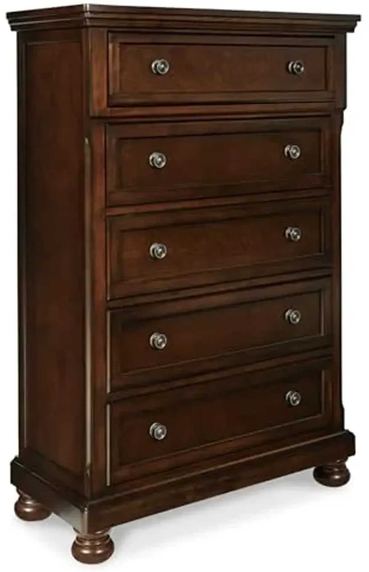 Signature Design by Ashley Porter Traditional 5 Drawer Chest of Drawers, Dark Brown