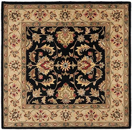 SAFAVIEH Heritage Collection 6' Square Black / Beige HG957A Handmade Traditional Oriental Premium Wool Area Rug