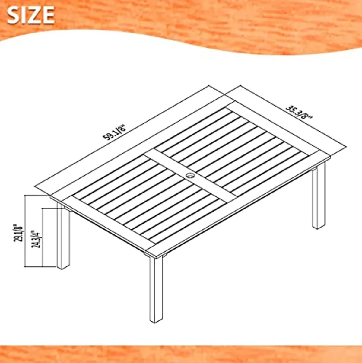 Amazonia Milano 7-Piece Patio Rectangular Dining Table Set | Eucalyptus Wood | Ideal for Outdoors and Indoors