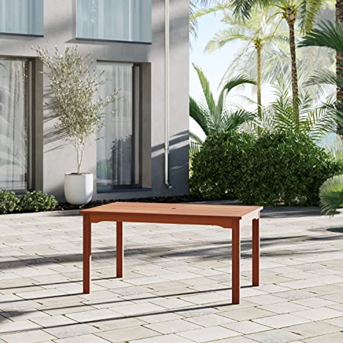 Amazonia Milano 7-Piece Patio Rectangular Dining Table Set | Eucalyptus Wood | Ideal for Outdoors and Indoors