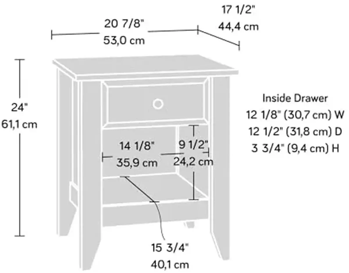 Sauder Shoal Creek Night Stand, Bedside Table, Bedroom Side Table, in Soft White finish