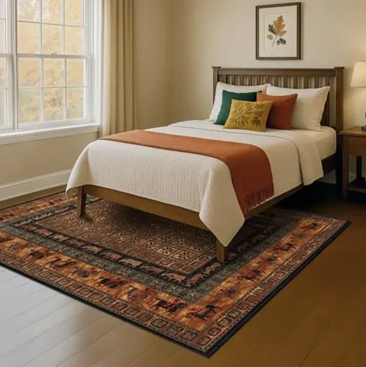 Couristan Pazyrk Wool Indoor Area Rug – 5'3" x 7'6" Burnished Rust Southwestern Design – Traditional Rug for Living Rooms, Studies, or Bedrooms
