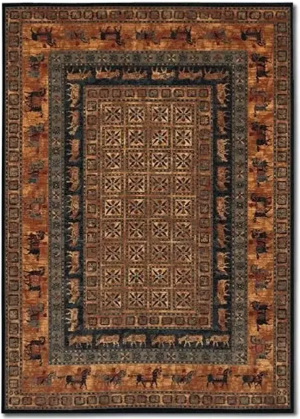 Couristan Pazyrk Wool Indoor Area Rug – 5'3" x 7'6" Burnished Rust Southwestern Design – Traditional Rug for Living Rooms, Studies, or Bedrooms