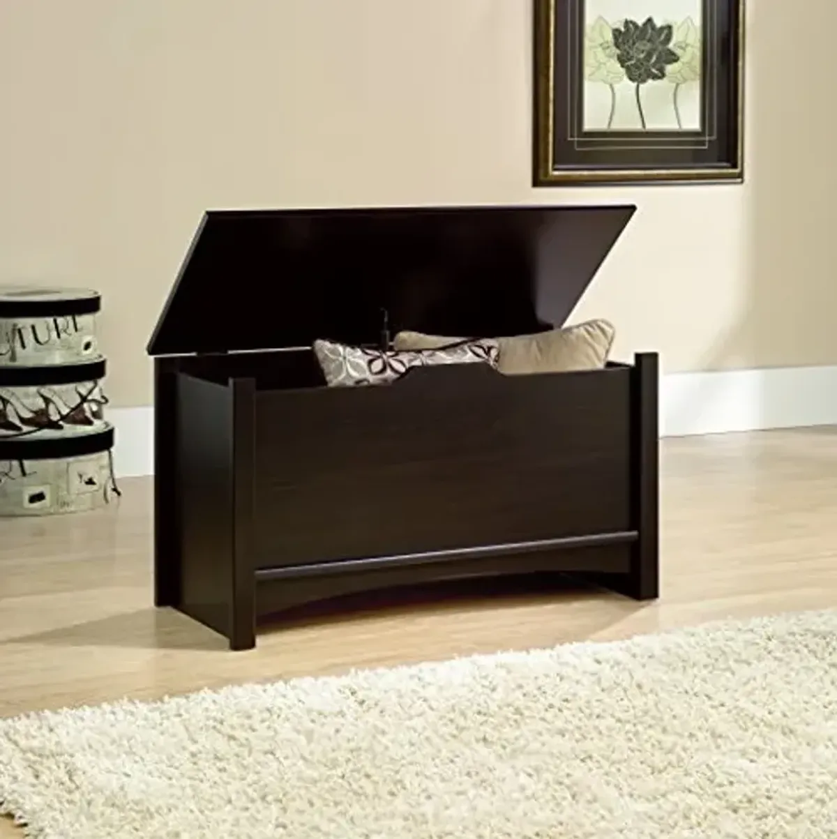 Sauder Shoal Creek Storage Chest, Toy Storage Chest for Living Room, Storage Trunk, in Jamocha Wood