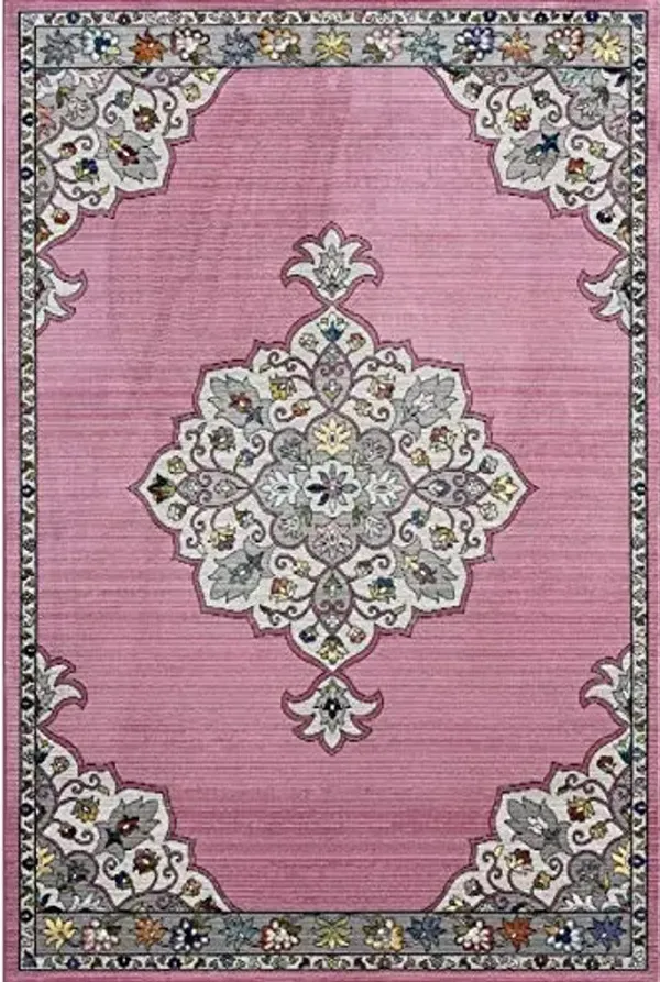 LR Home Indoor 5x8 Area Rugs for Home Decor | Turkish Rugs for Living Room, Bedroom, playroom, entryway, Office | Floral Modern Farmhouse Boho Area Rug for Room Decor | Pink/Multicolor