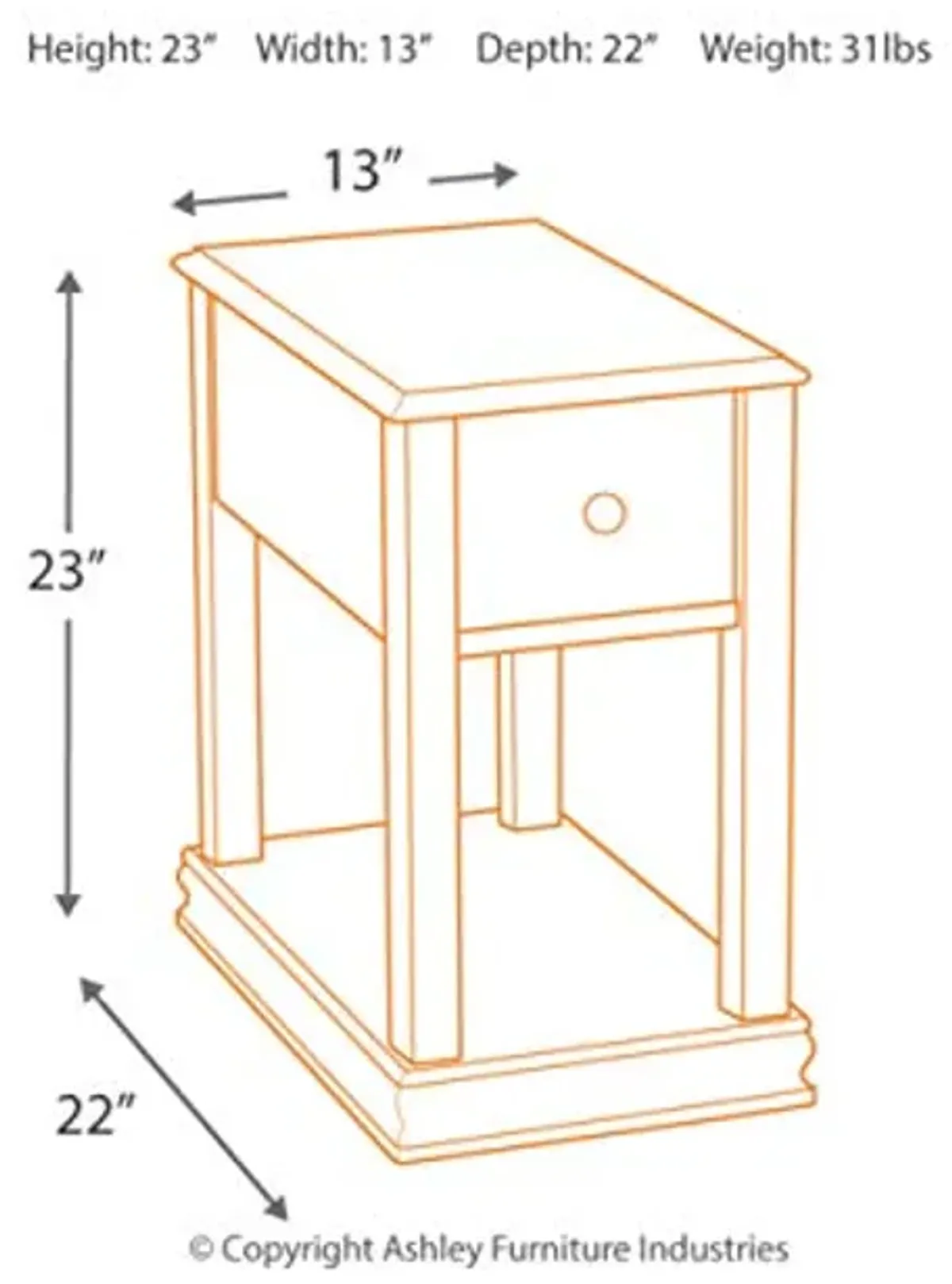 Signature Design by Ashley Breegin New Traditional Wooden Chair Side End Table, Brown