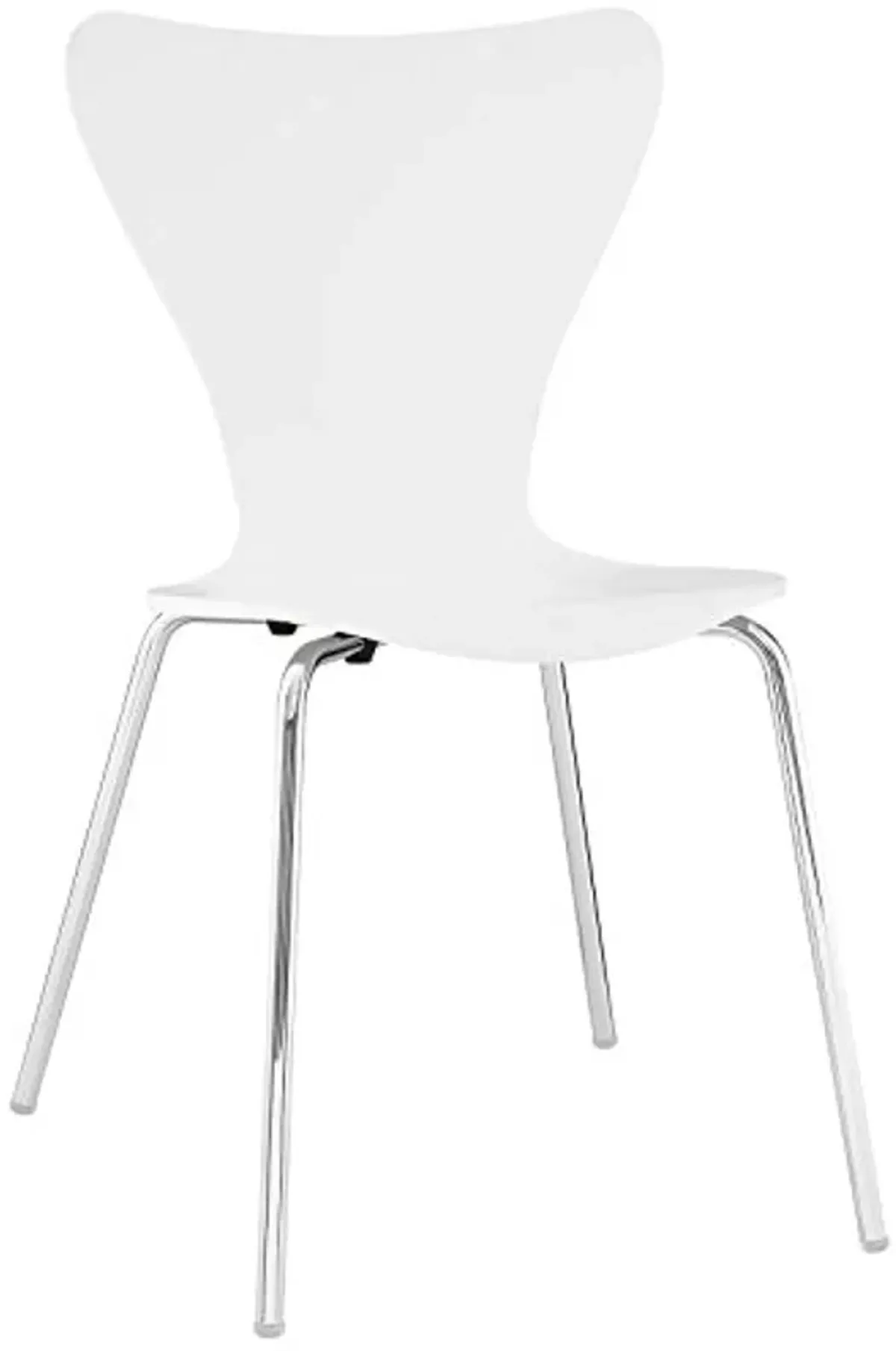 Modway Ernie Mid-Century Modern Wood Stacking Kitchen and Dining Room Chair in White