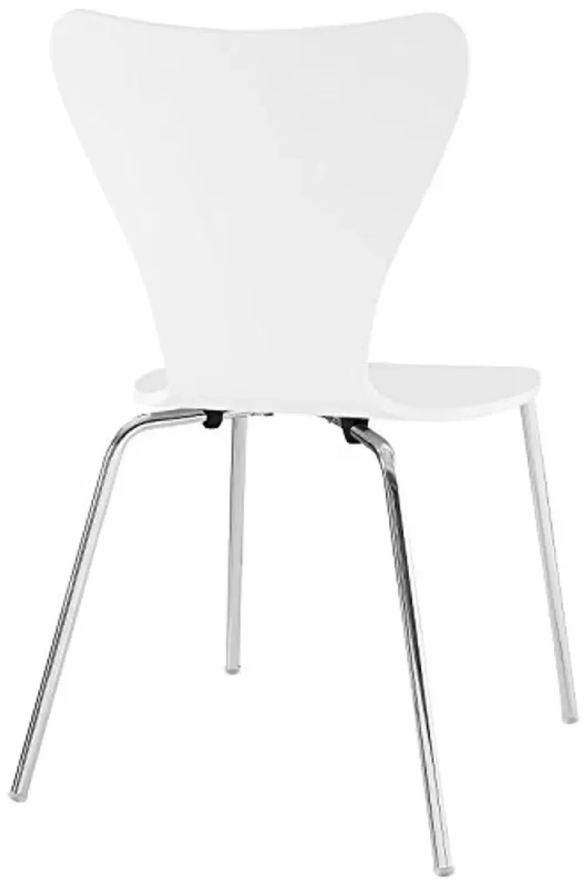 Modway Ernie Mid-Century Modern Wood Stacking Kitchen and Dining Room Chair in White