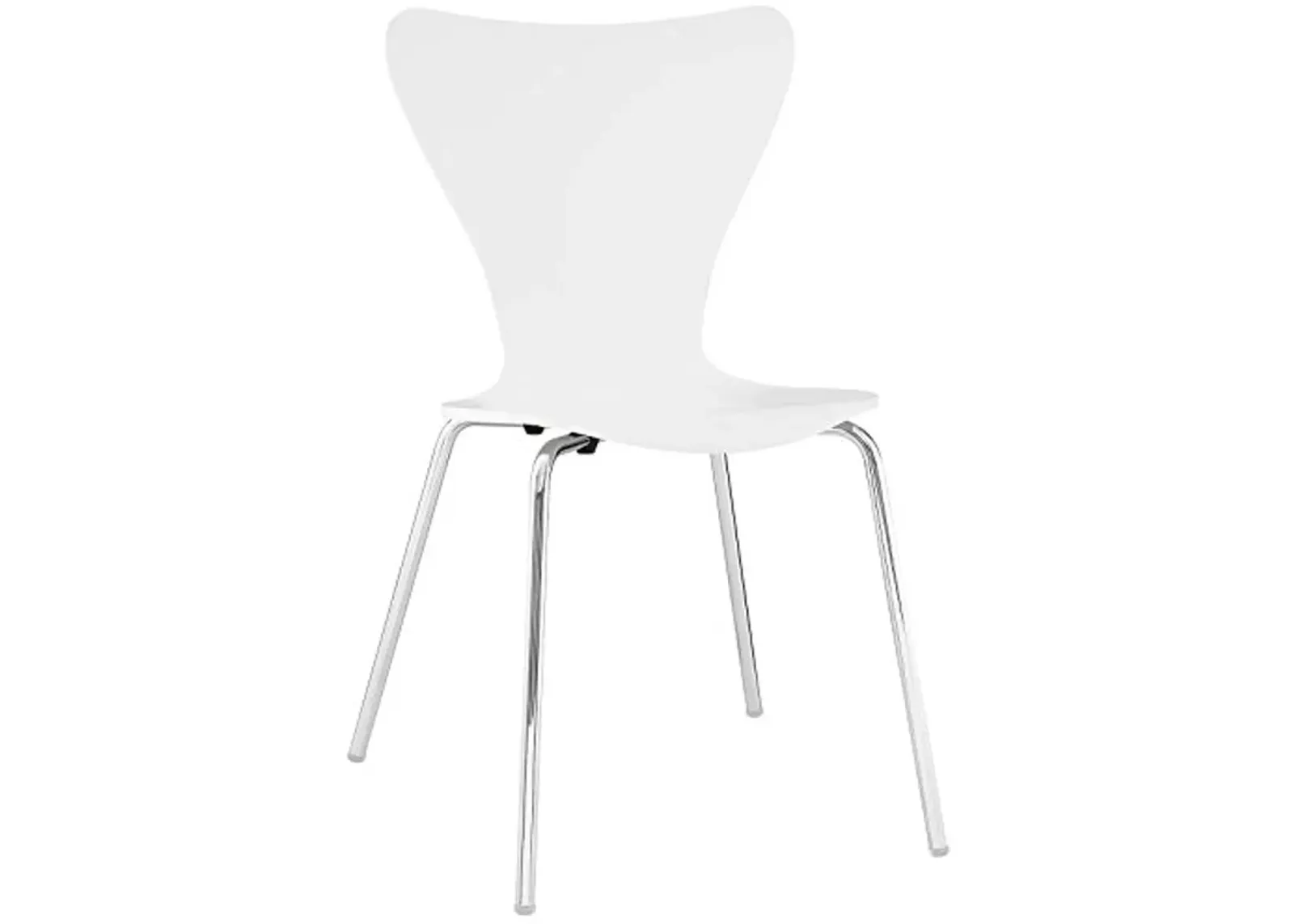 Modway Ernie Mid-Century Modern Wood Stacking Kitchen and Dining Room Chair in White