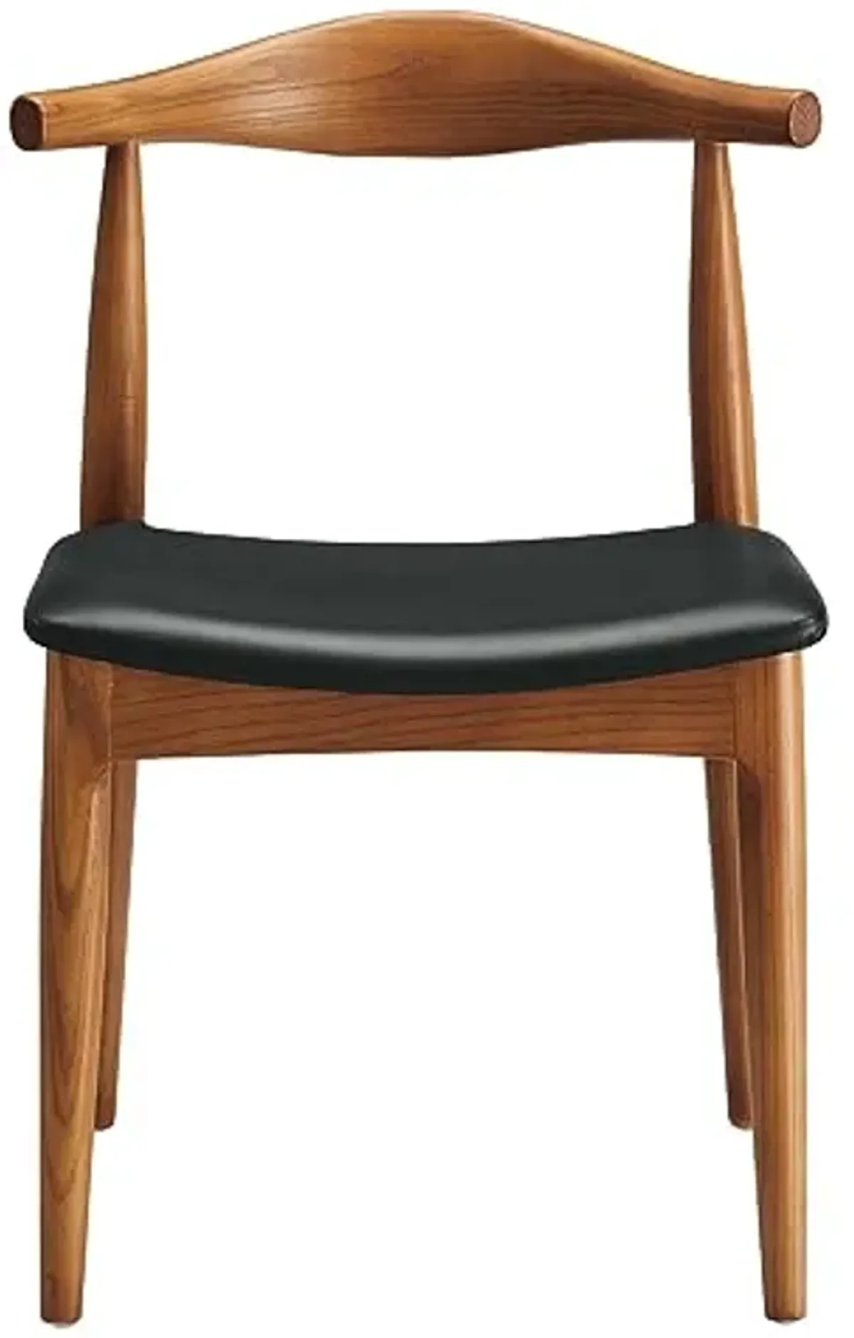 Modway Tracy Mid-Century Modern Wood and Faux Leather Upholstered Dining Chair in Black