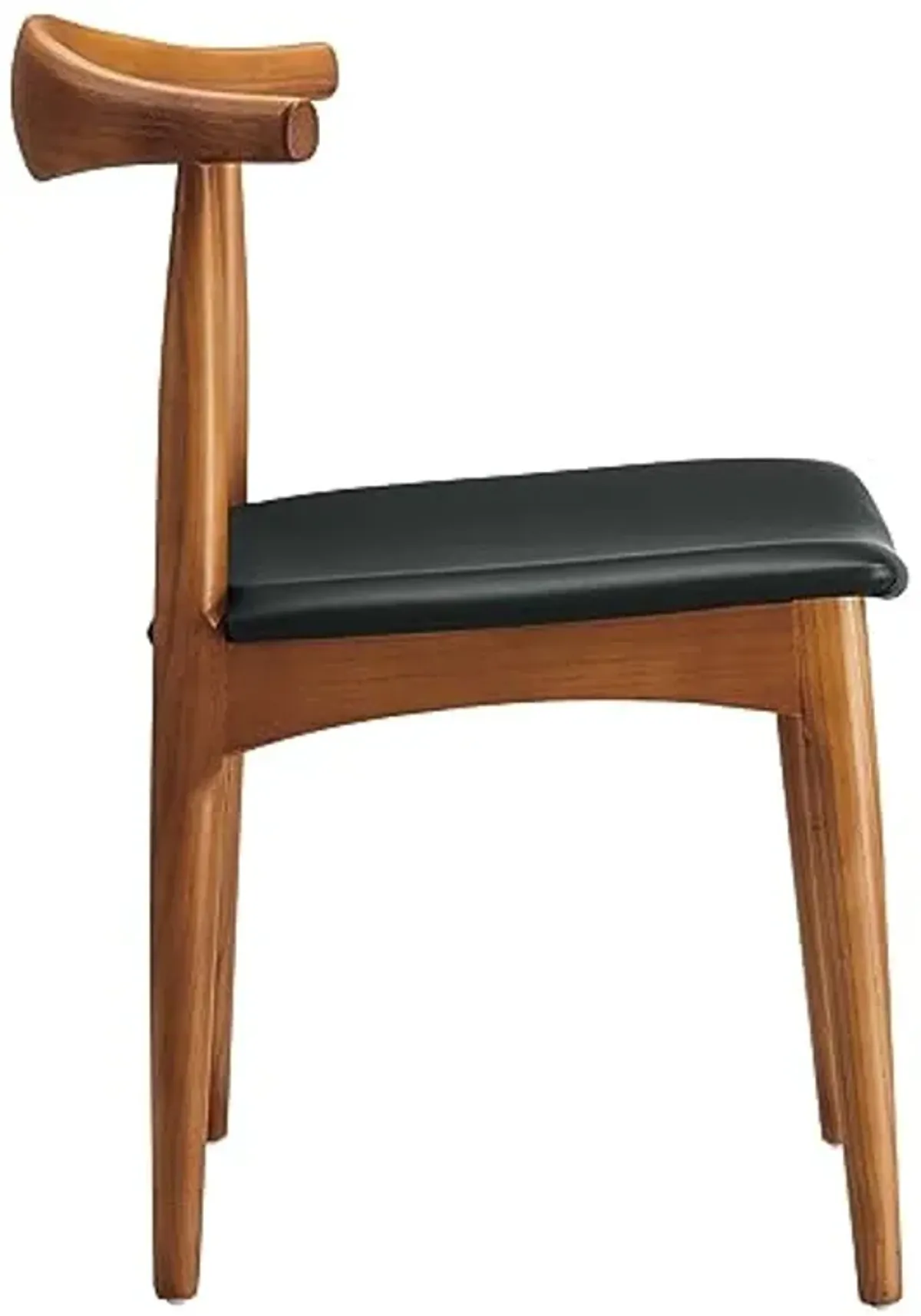 Modway Tracy Mid-Century Modern Wood and Faux Leather Upholstered Dining Chair in Black