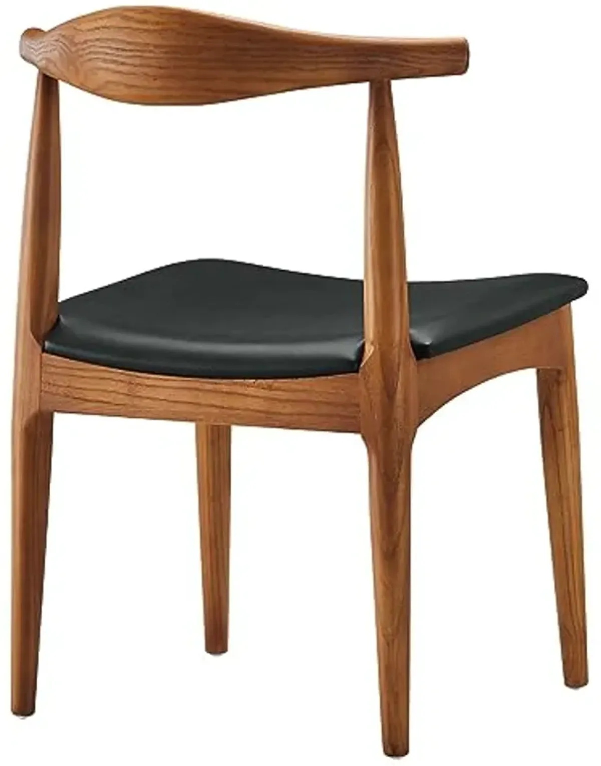 Modway Tracy Mid-Century Modern Wood and Faux Leather Upholstered Dining Chair in Black