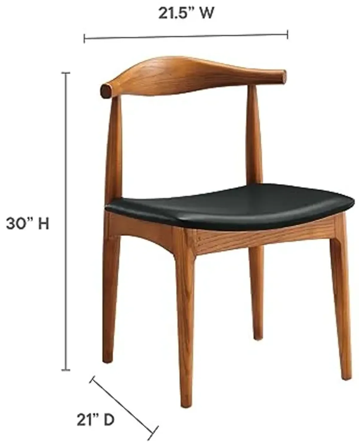 Modway Tracy Mid-Century Modern Wood and Faux Leather Upholstered Dining Chair in Black