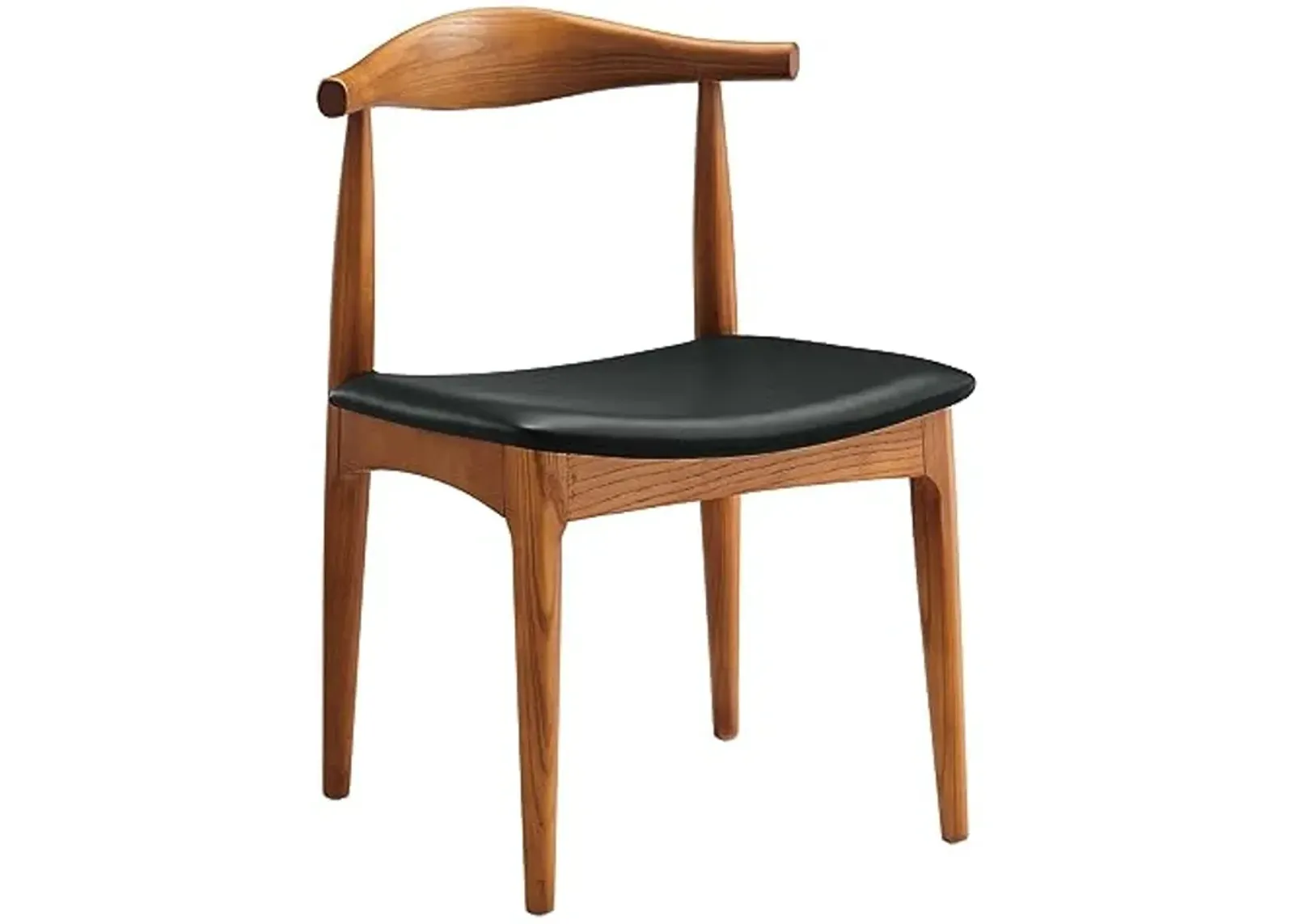 Modway Tracy Mid-Century Modern Wood and Faux Leather Upholstered Dining Chair in Black