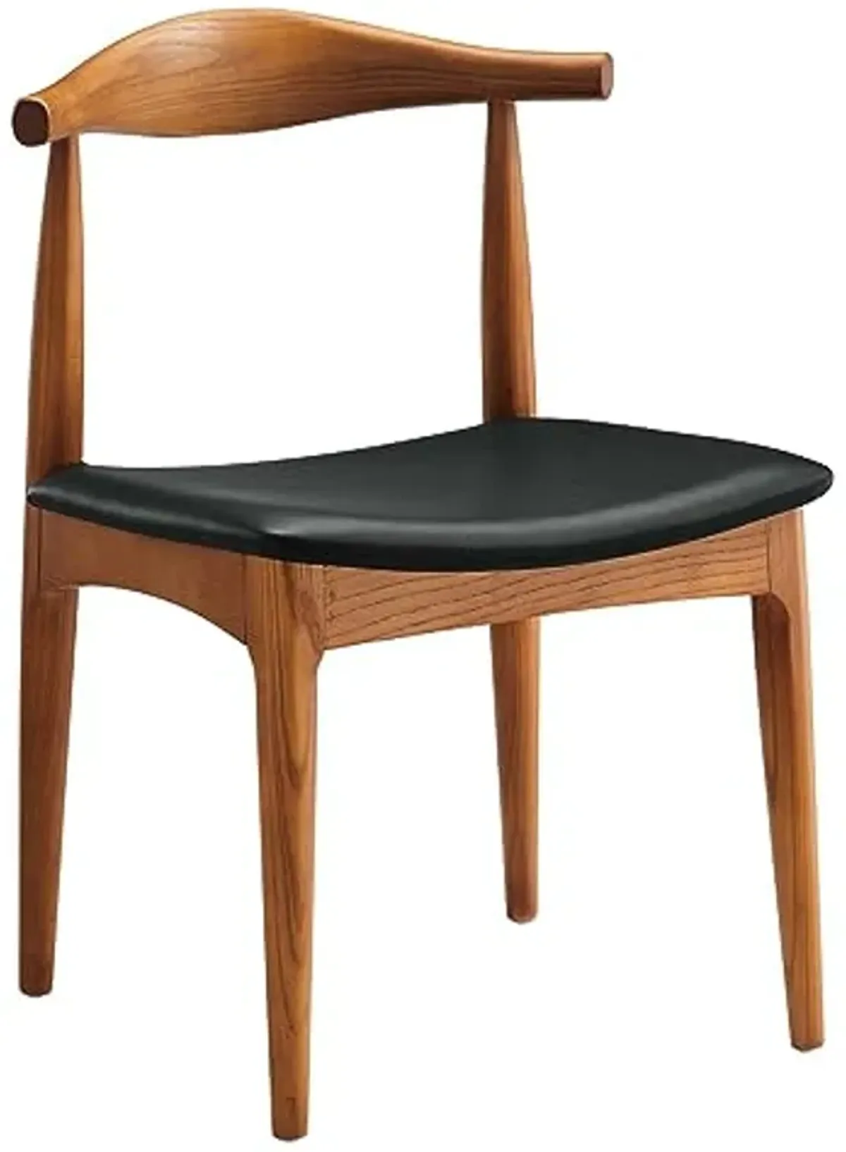 Modway Tracy Mid-Century Modern Wood and Faux Leather Upholstered Dining Chair in Black