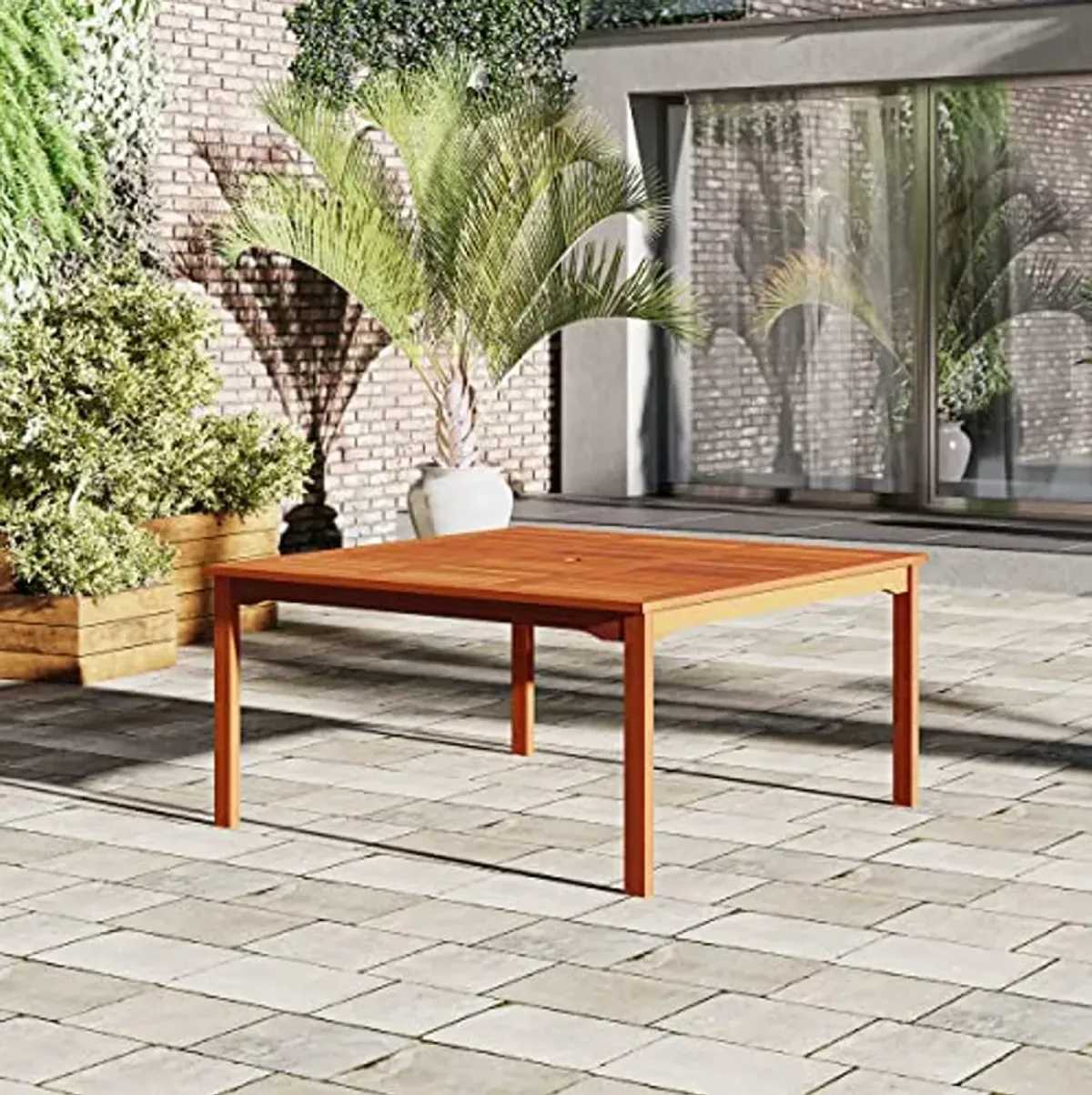 Kevin Amazonia Milano 9-Piece Outdoor Square Dining Table Set | Eucalyptus Wood | Ideal for Patio and Indoors