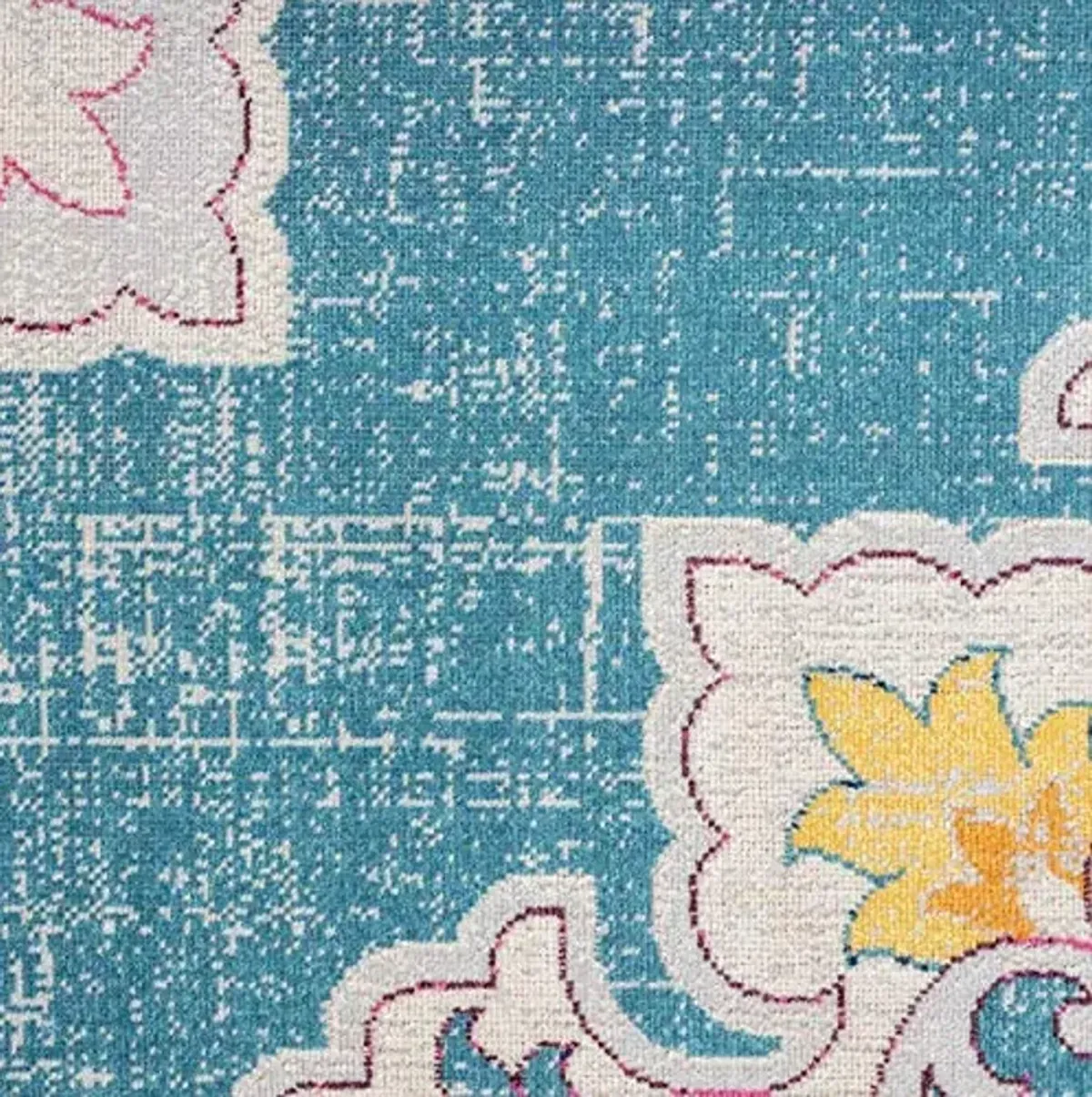 LR Home 5x8 Indoor Outdoor Classic Floral Turkish Woven Area Rug for Home Decor | Blue/Multicolor