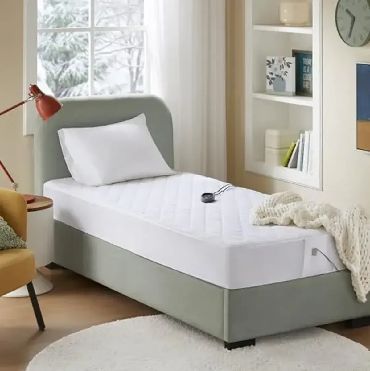 Beautyrest Cotton Blend Heated Mattress Pad Secure Comfort Technology - Luxury Quilted Electric Mattress Pad with Deep Pocket - 5-Setting Heat Controllers, Twin, White