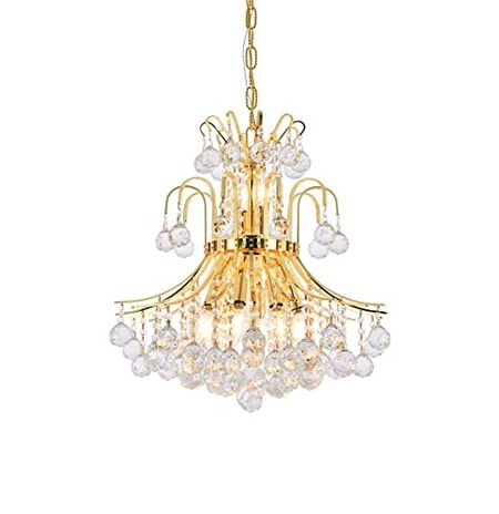 Elegant Lighting 8001D19G/RC Royal Cut Clear Crystal Toureg 10-Light, Two-Tier Crystal Chandelier, 0" x 19" x 23", Finished in Gold with Clear Crystals