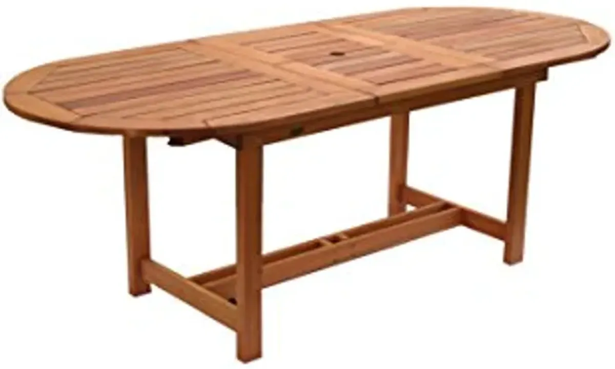 Amazonia Milano 9-Piece Outdoor Extendable Dining Table Set Eucalyptus Wood Ideal for Patio and Indoors, Brown