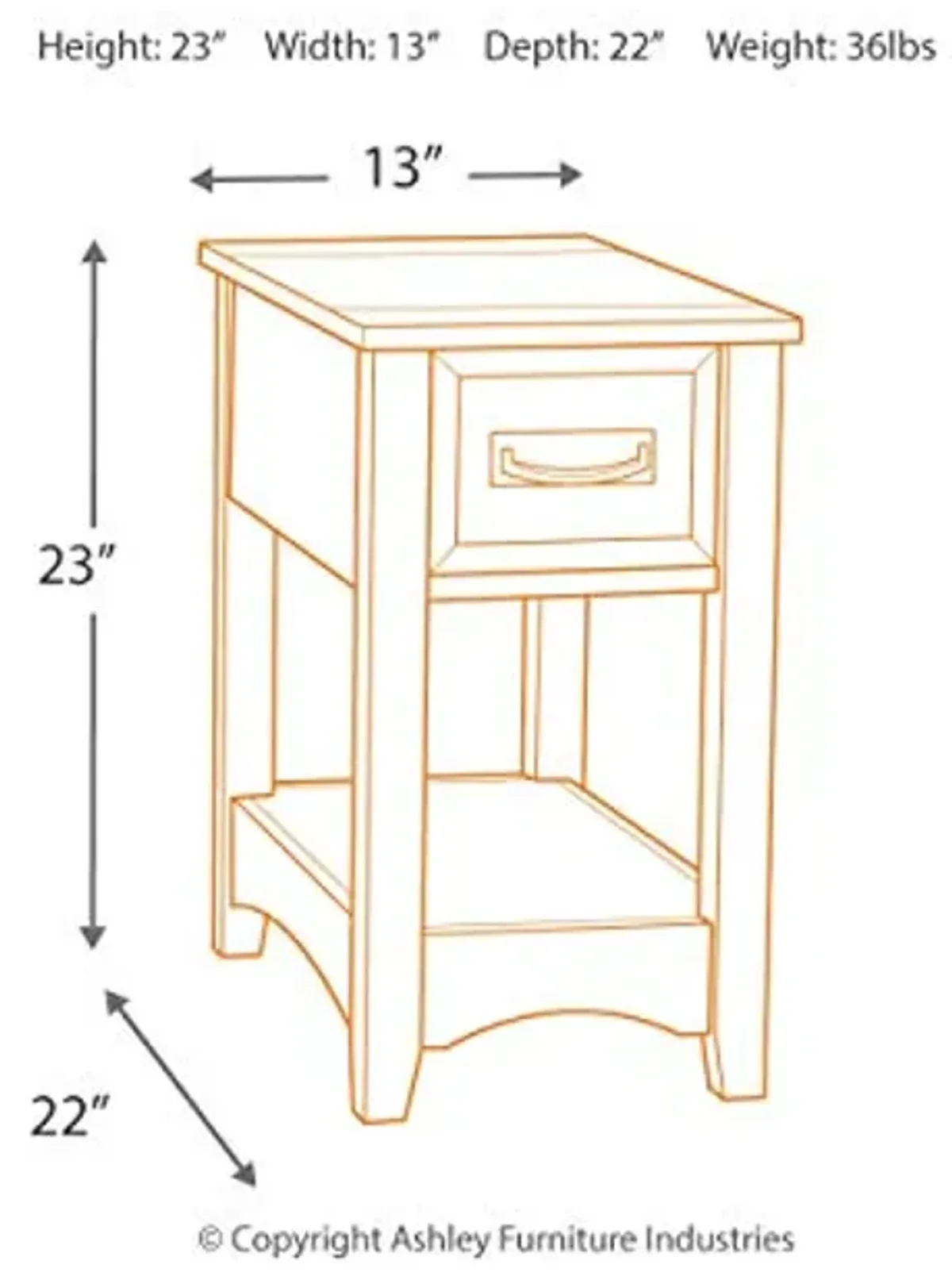 Signature Design by Ashley Breegin New Traditional Wooden Chair Side End Table with 1 Drawer and 1 Fixed Shelf, Brown