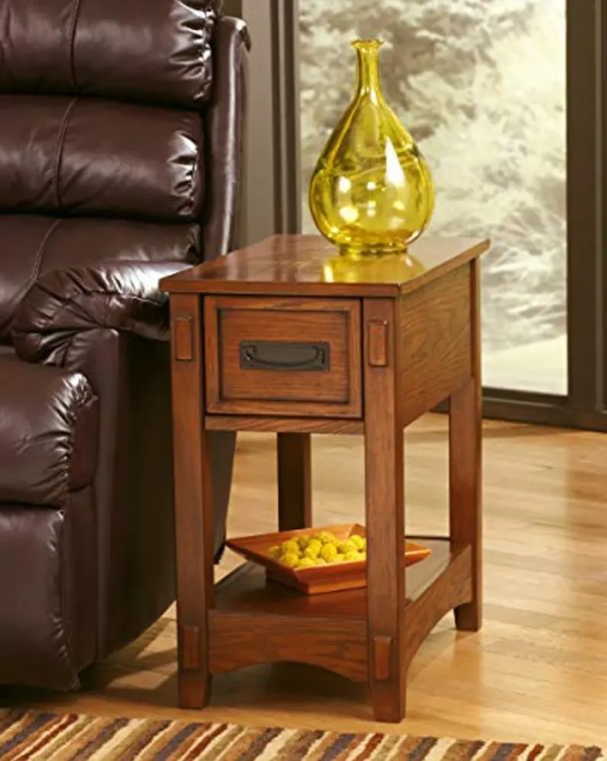 Signature Design by Ashley Breegin New Traditional Wooden Chair Side End Table with 1 Drawer and 1 Fixed Shelf, Brown