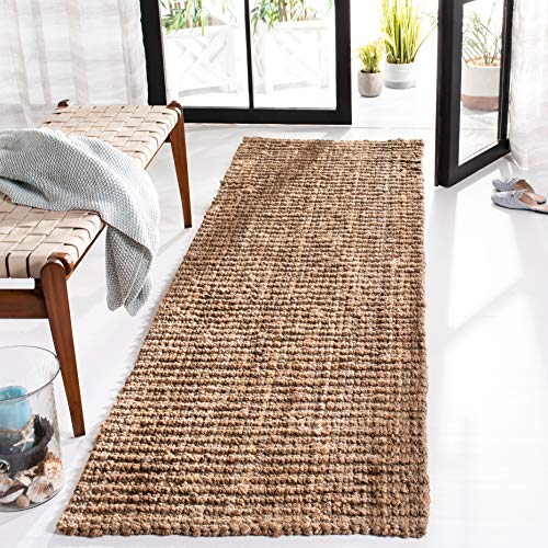 SAFAVIEH Natural Fiber Collection 2' x 8' Natural NF447A Handmade Chunky Textured Premium Jute 0.75-inch Thick Runner Rug