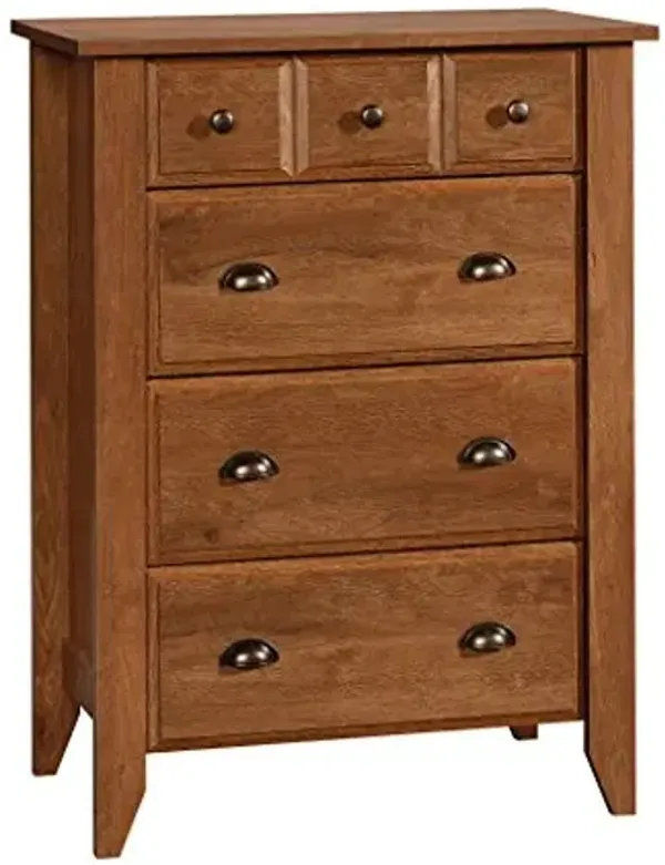 Sauder Shoal Creek 4-Drawer Chest, Tall Dresser Chest of Drawers, in Oiled Oak