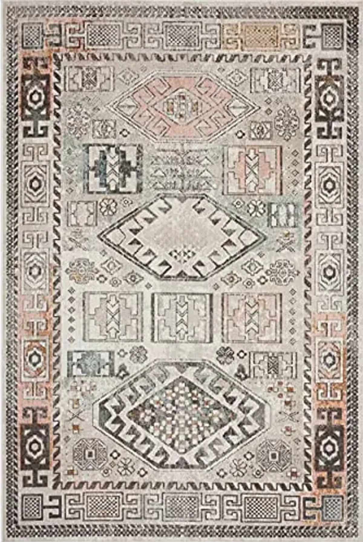 LR Home 5x8 Indoor Outdoor Southwestern Tribal Turkish Woven Area Rug for Home Decor | Cream/Brown