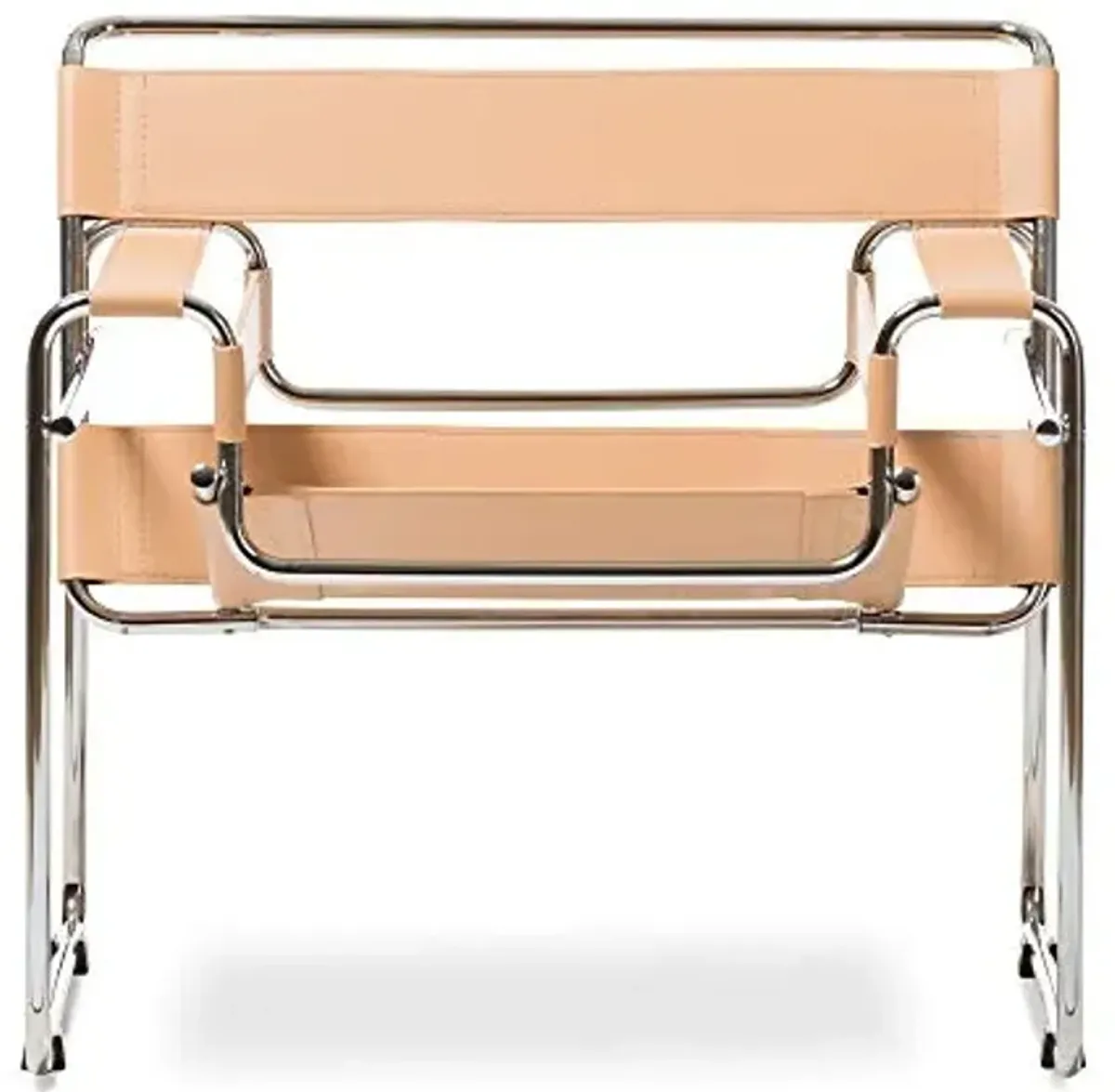 Baxton Studio Jericho Leather Mid-Century Modern Accent Chair, Tan