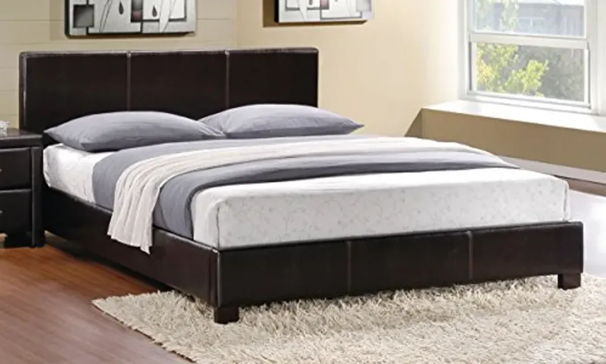 Homelegance 5790K-1CK PU Leather Upholstered Platform Bed Frame California King Dark Brown