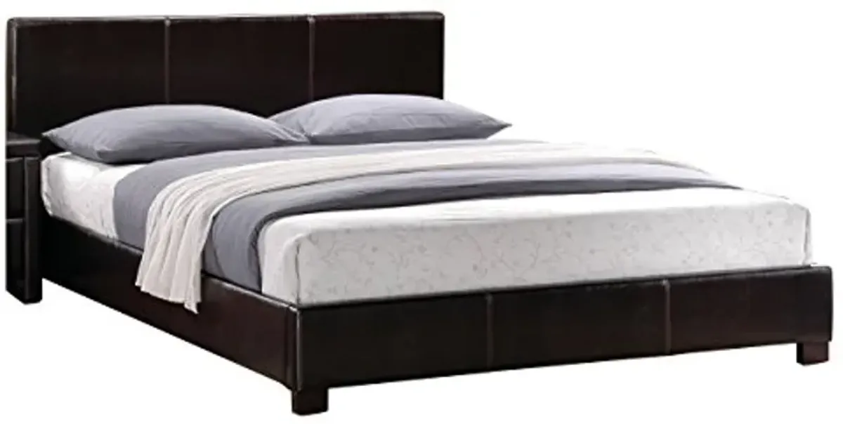 Homelegance 5790K-1CK PU Leather Upholstered Platform Bed Frame California King Dark Brown