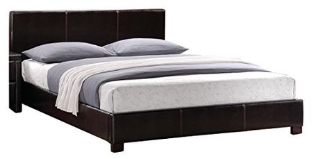Homelegance 5790K-1CK PU Leather Upholstered Platform Bed Frame California King Dark Brown
