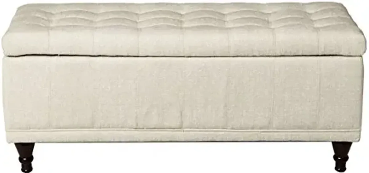 Homelegance Lift Top Storage Bench with Tufted Accents, Beige Fabric