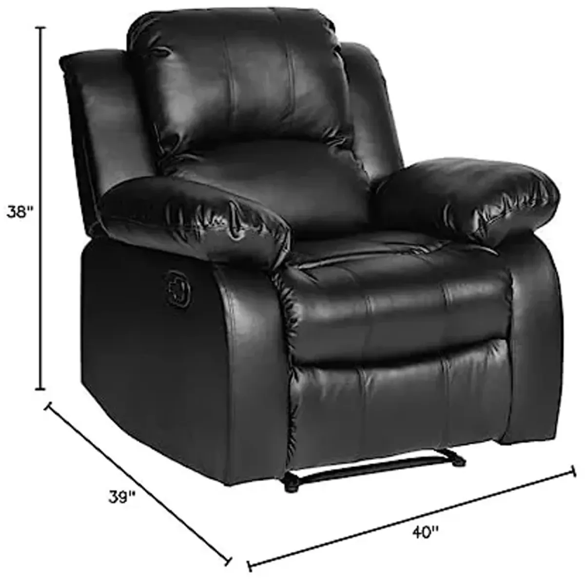 Homelegance Resonance 40" Bonded Leather Recliner, Black