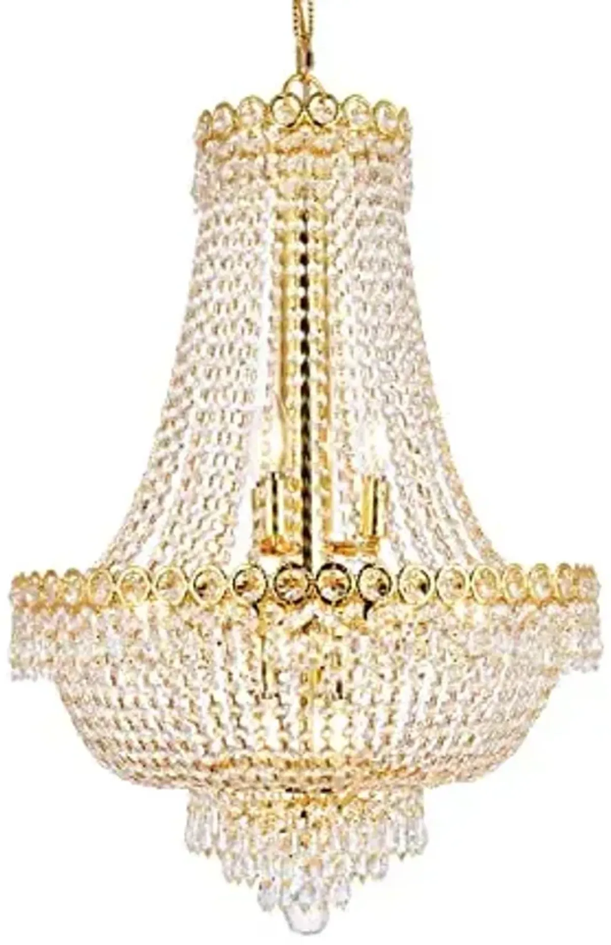 Elegant Lighting 1900D20G/RC Royal Cut Clear Crystal Century 12-Light, Two-Tier Crystal Chandelier, Finished in Gold with Clear Crystals, 20" x 26", Gold Finish