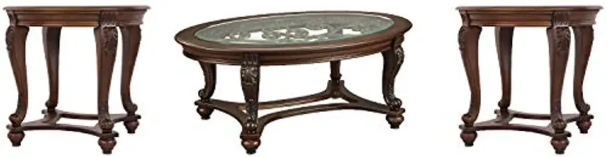 Signature Design by Ashley Norcastle Traditional Round End Table, Dark Brown