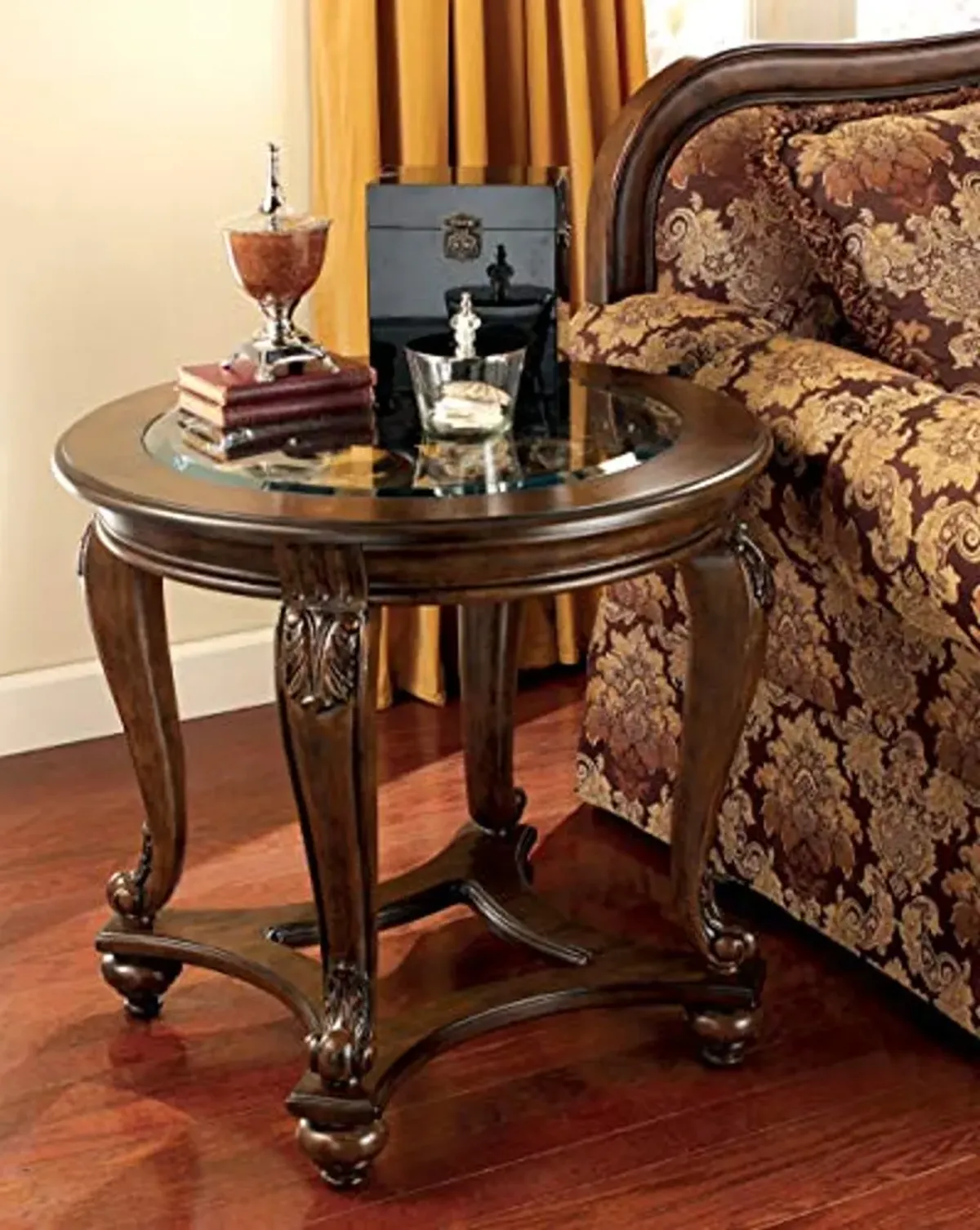 Signature Design by Ashley Norcastle Traditional Round End Table, Dark Brown