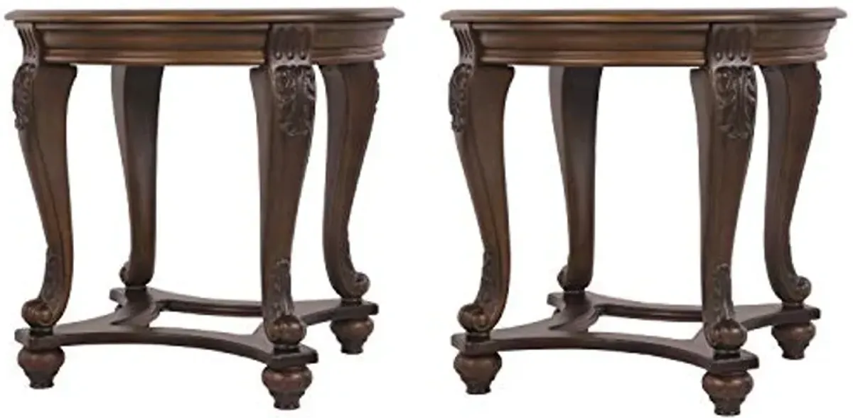 Signature Design by Ashley Norcastle Traditional Round End Table, Dark Brown