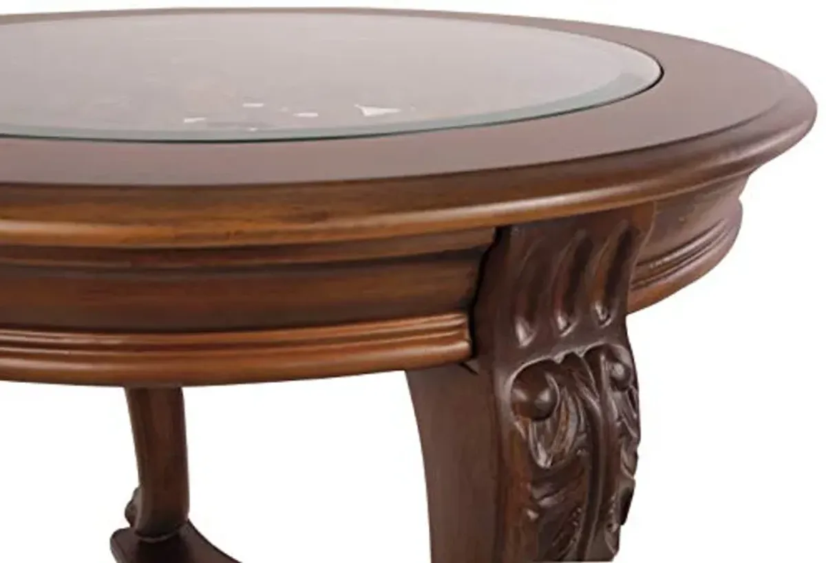 Signature Design by Ashley Norcastle Traditional Round End Table, Dark Brown