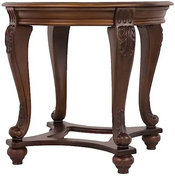 Signature Design by Ashley Norcastle Traditional Round End Table, Dark Brown